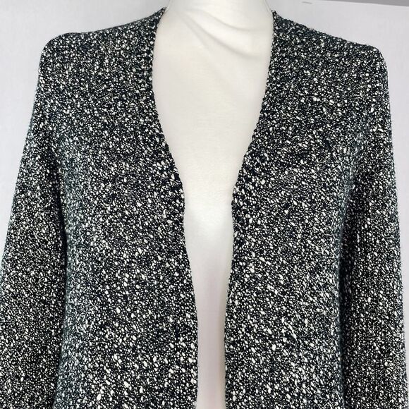 Eileen Fisher Black and White Tweed Open Front Cardigan Sweater. Size Small Pet. - Picture 3 of 12